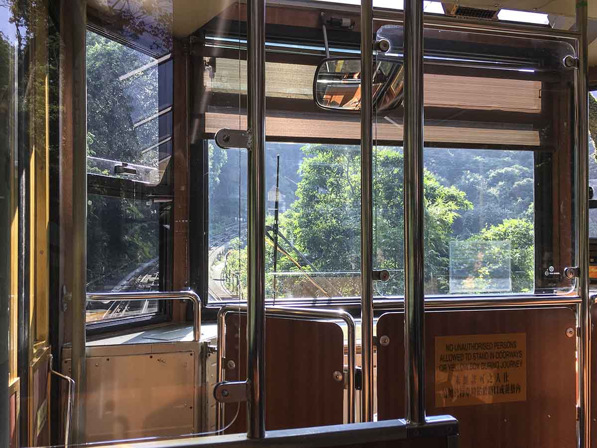 Inside the Victoria Peak tram Hong Kong