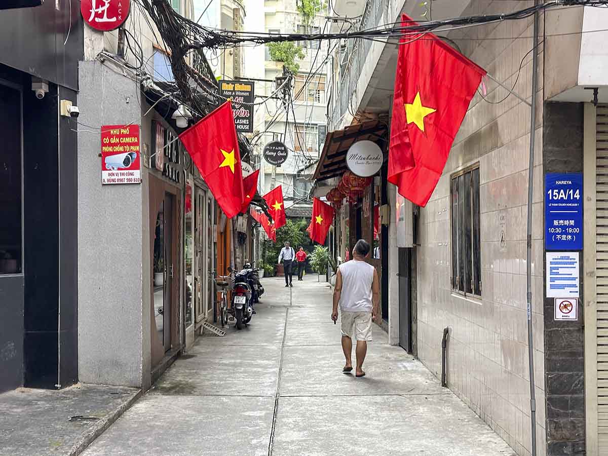 Back alley with Vietnam flags